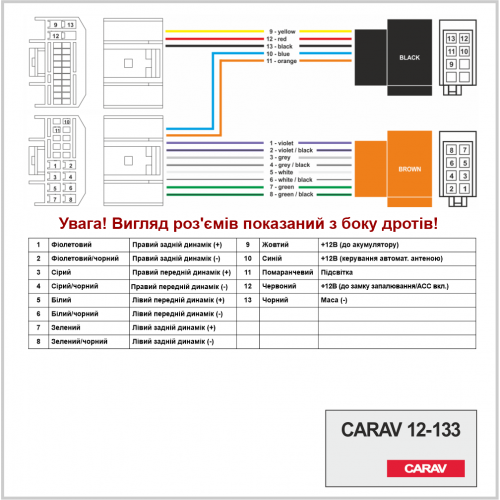 Разъём для штатной магнитолы CARAV KIA, Hyundai (12-133)