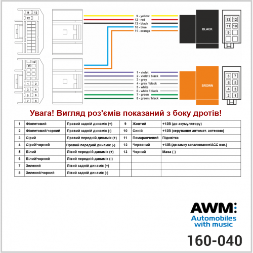 Разъем для штатной магнитолы KIA, Hyundai AWM 160-140