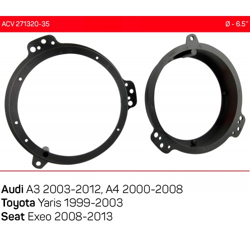 Проставки под динамики 165 мм / 6.5" ACV 271320-35 для автомобилей Audi A3, A4, Toyota Yaris, Seat Exeo