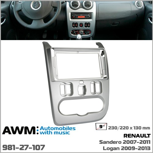 Перехідна рамка AWM Renault, Dacia Duster, Sandero, Logan, Nissan NP200 (981-27-107)