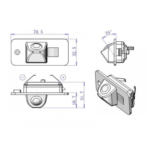 Камера заднього виду iDial CCD-0728 Audi A3 (8P) (03-12), A4 (B6) (00-04), A6 (C6) (04-11), A8 (D3) (02-09), Q7 (4L) (05-15)