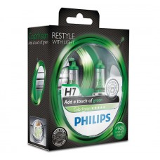 Комплект галогеновых ламп PHILIPS 12972CVPGS2 H7 55W 12V PX26d ColorVision Green