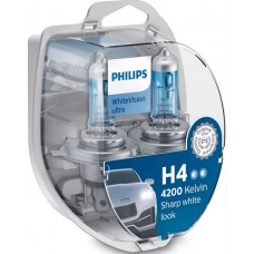 Комплект галогеновых ламп PHILIPS 12342WVUSM H4 60/55W 12V P43t WhiteVision ultra +60%