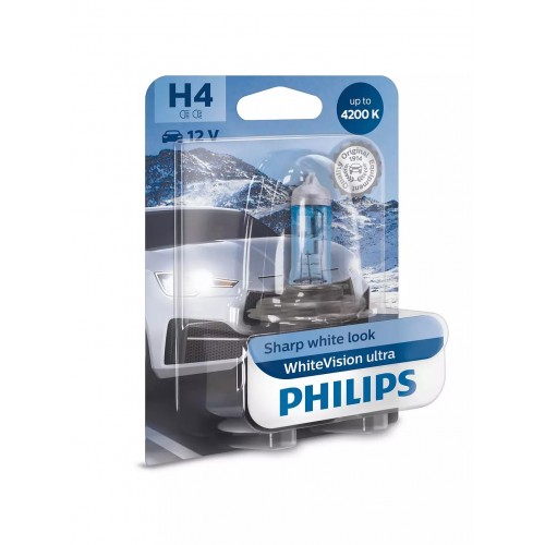 Галогеновая лампа PHILIPS 12342WVUB1 H4 60/55W 12V P43t WhiteVisionUltra +60%(4200K)