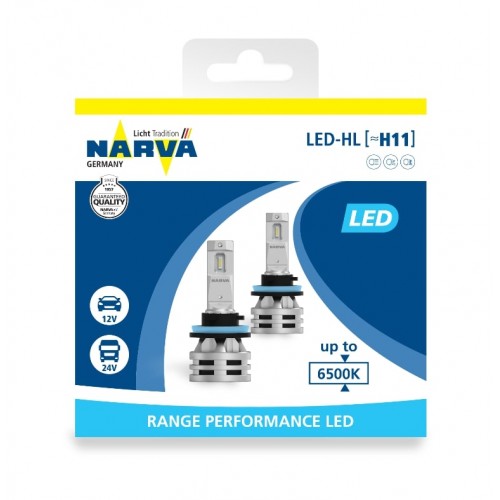 Комплект світлодіодних ламп Narva 18048 H11 12/24v 6500K X2 24W PGJ19-2 RPL