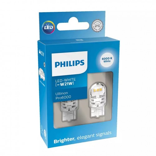 Комплект світлодіодних ламп Philips 11065CU60X2 W21W LED Ultinon Pro6000 SI 12V WX3x16d WHITE