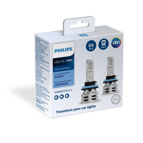 Комплект світлодіодних ламп PHILIPS 11362UE2X2 H11 24W 12-24V Ultinon Essential G2 6500K