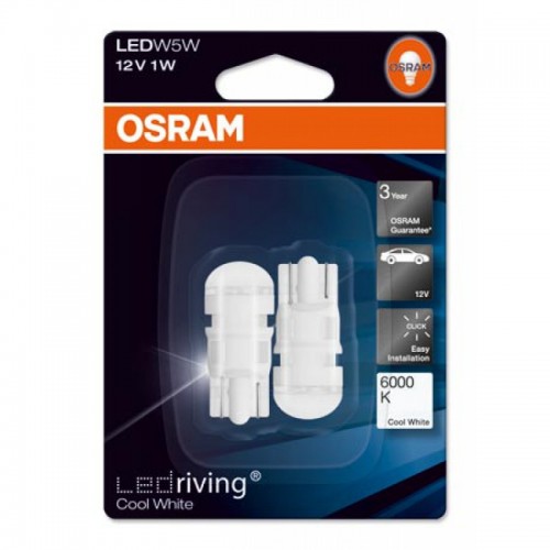 Комплект світлодіодних ламп OSRAM 2880СW-BLI2 12V W2,1X9,5D 1W 6000K SET 2pcs.