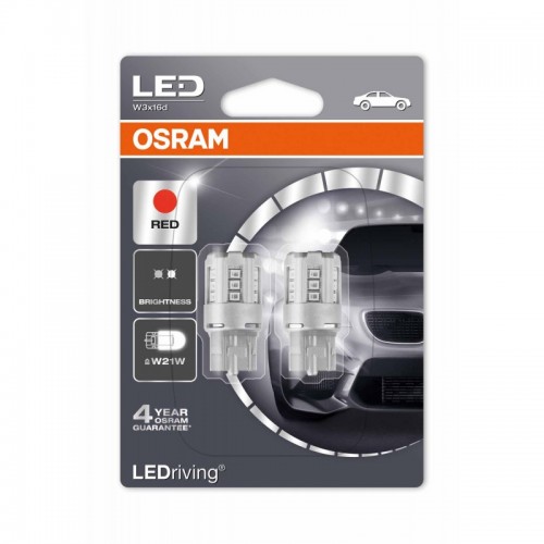 Комплект світлодіодних ламп OSRAM 7705R W21W 12V W3X16d RED 2pcs. blister