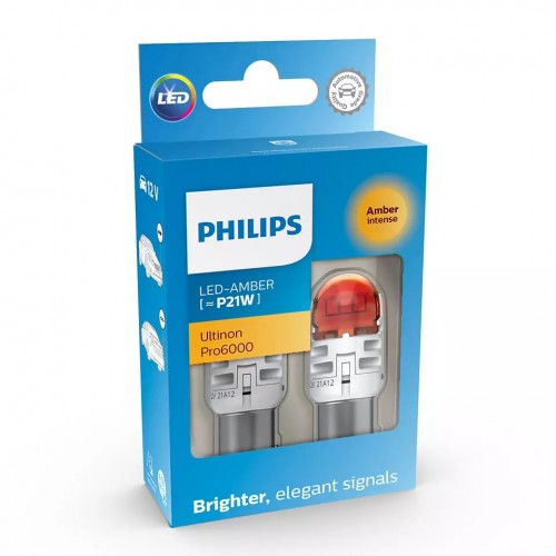 Комплект світлодіодних ламп Philips 11498AU60X2 P21W LED Ultinon Pro6000 SI 12V BAU15S AMBER