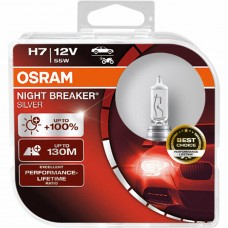 Комплект галогеновых ламп Osram 64210NBS Night Breaker Silver +100 H7 55W 12V PX26d 10X2 HardDuopet