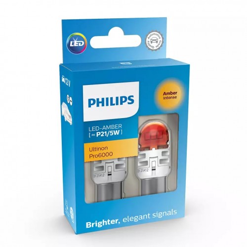 Комплект світлодіодних ламп Philips 11499AU60X2 P21/5W LED Ultinon Pro6000 SI 12V BAY15d AMBER