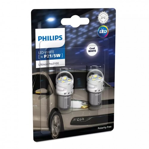 Комплект світлодіодних ламп PHILIPS 11499CU31B2 P21/5W LED Ultinon Pro3100 12V BAY15d WHITE