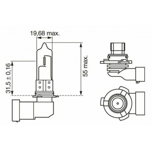 Галогенова лампа BOSCH ECO HIR2 (9012) 55W 12V Standart (1987302828)