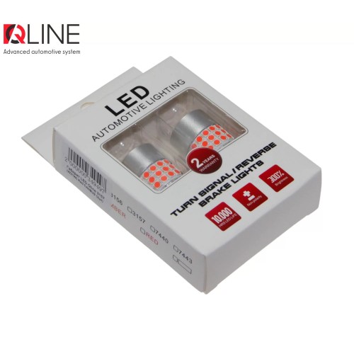 Габарити LED Qline 3157 (P27/7W) Red CANBUS (2шт)