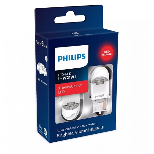 Комплект світлодіодних ламп Philips 11065XURX2 W21W 12/24V Red