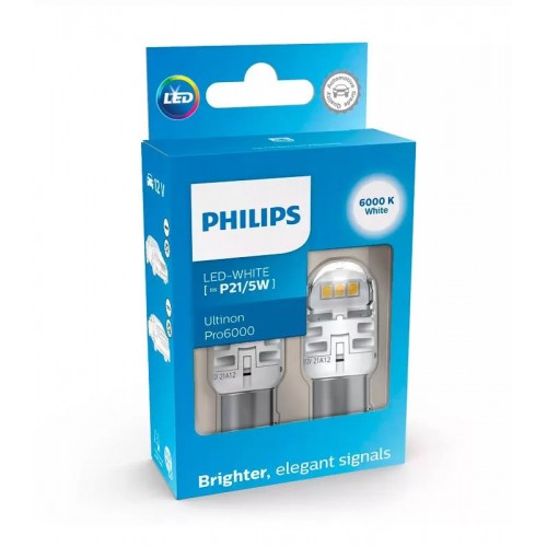 Комплект світлодіодних ламп Philips 11499CU60X2 P21/5W LED Ultinon Pro6000 SI 12V BAY15d WHITE