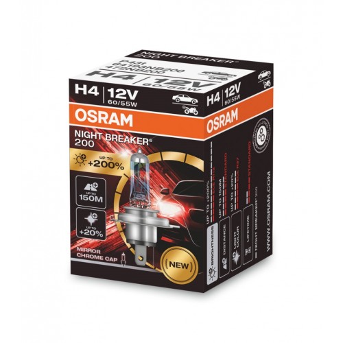 Галогеновая лампа OSRAM H4 64193NB200-FS Night Breaker +200% 60/55W 12V P43T 10X10X1