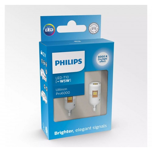 Комплект світлодіодних ламп Philips 11961CU60X2 W5W (T10) LED white Ultinon Pro6000 SI 6000K WHITE