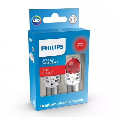 Комплект світлодіодних ламп Philips 11499RU60X2 P21/5W LED Ultinon Pro6000 SI 12V BAY15d RED