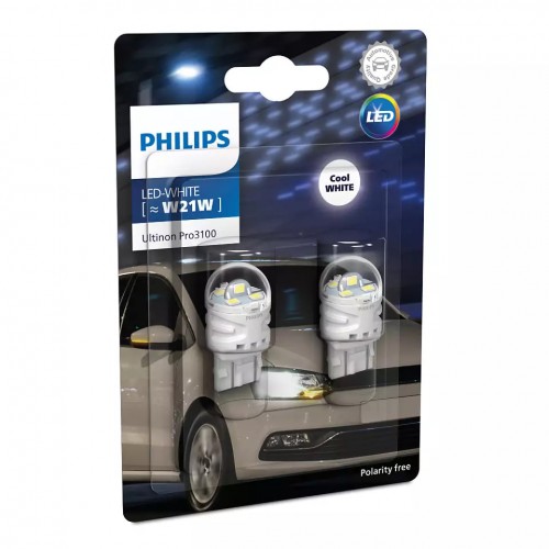 Комплект світлодіодних ламп Philips 11066CU31B2 W21W LED Ultinon Pro3100 12V W3x16d WHITE