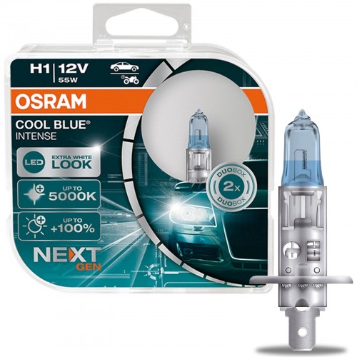 Комплект галогеновых ламп Osram H1 12V 55W P14.5s Cool Blue Intense Next Gen +100% 2шт/комп (64150CBN-HCB)