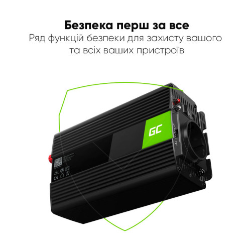 Перетворювач напруги Green Cell INV16 12V to 230V 500W/1000W читстий синус