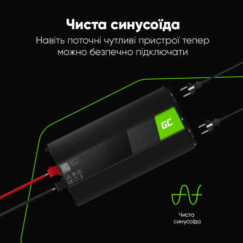 Перетворювач напруги Green Cell INV15 12V to 230V 3000W/6000W чистий синус