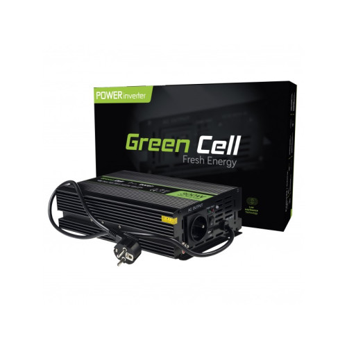 Перетворювач напруги Green Cell INV07 12V to 230V 300W/600W чистый синус для центрального опалення та насосів