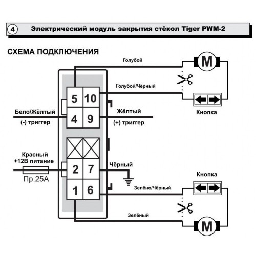 Інтерфейс склопідйомників Tiger PWM-2