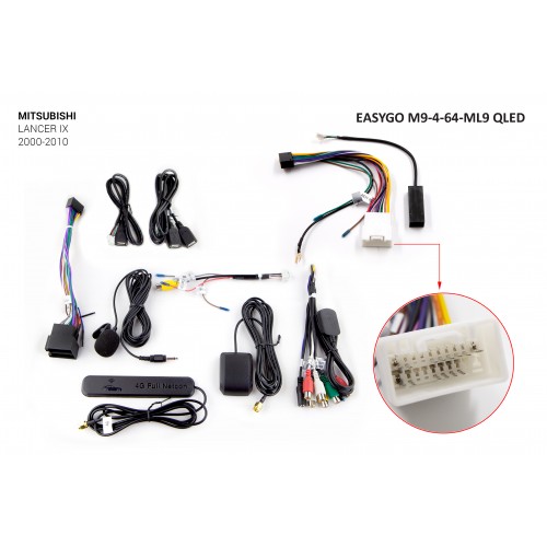 Штатний головний пристрій EasyGo M9-4-64-ML9 QLED Mitsubishi Lancer