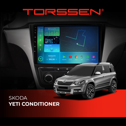 Штатна магнітола Torssen Skoda Yeti Conditioner FL10 4+64Gb 4G Carplay DSP