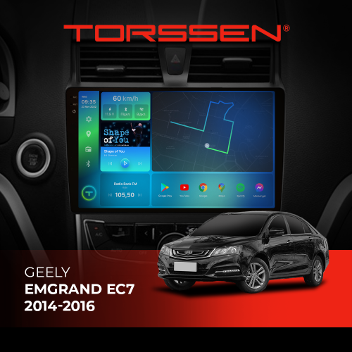 Штатна магнітола Torssen 2K DTS Geely Emgrand EC7 2014-2016, Emgrand 7 2016+ F9432 4G Carplay DSP