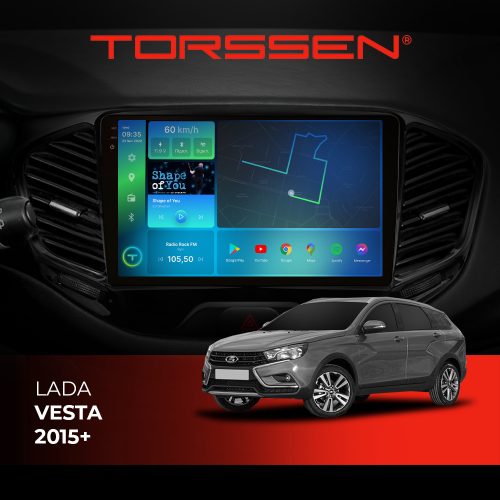 Штатна магнітола Torssen 2K Lada Vesta 15+ F9432 4G Carplay DSP