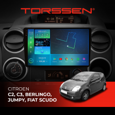 Штатна магнітола Torssen 2K DTS Citroen C2, C3, Berlingo, Jumpy, Fiat Scudo F9432 4G Carplay DSP