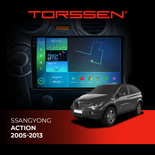 Штатна магнітола Torssen 2K SsangYong Action 05-13 F9432 4G Carplay DSP