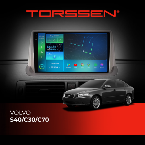 Штатна магнітола Torssen 2K DTS Volvo S40/C30/C70 F9432 4G Carplay DSP