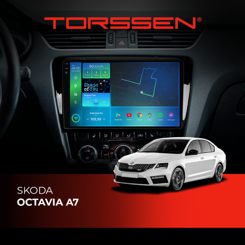 Штатна магнітола Torssen 2K Skoda Octavia A7 FL10 4+64Gb 4G Carplay DSP