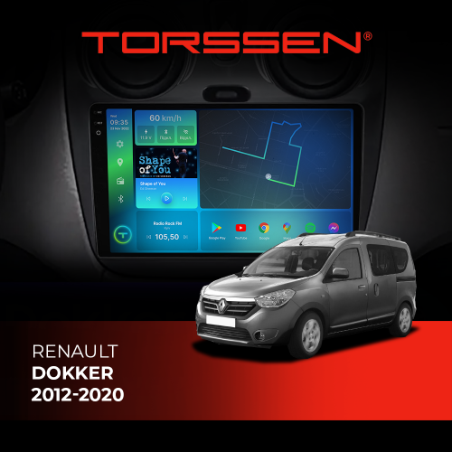 Штатна магнітола Torssen 2K Renault Dokker 2012-2020 F9464 4G Carplay DSP