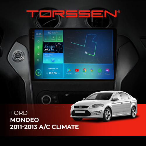 Штатна магнітола Torssen 2K DTS Ford Mondeo 11-13 A/C climate black F10432 4G Carplay DSP