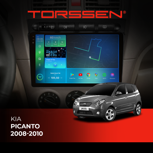 Штатна магнітола Torssen 2K DTS Kia Picanto 2008-2010 F9432 4G Carplay DSP