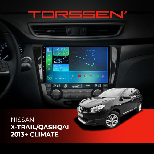 Штатна магнітола Torssen Nissan Xtrail / Qashqai 2013+ climate F10116